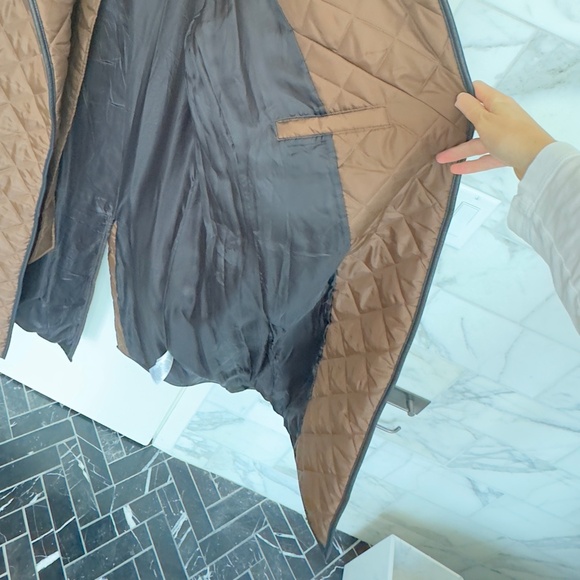 POLO RALPH LAUREN Shawl-collar Leather-trim Coat, Brown, LIKE NEW, Size Medium - Picture 8 of 9